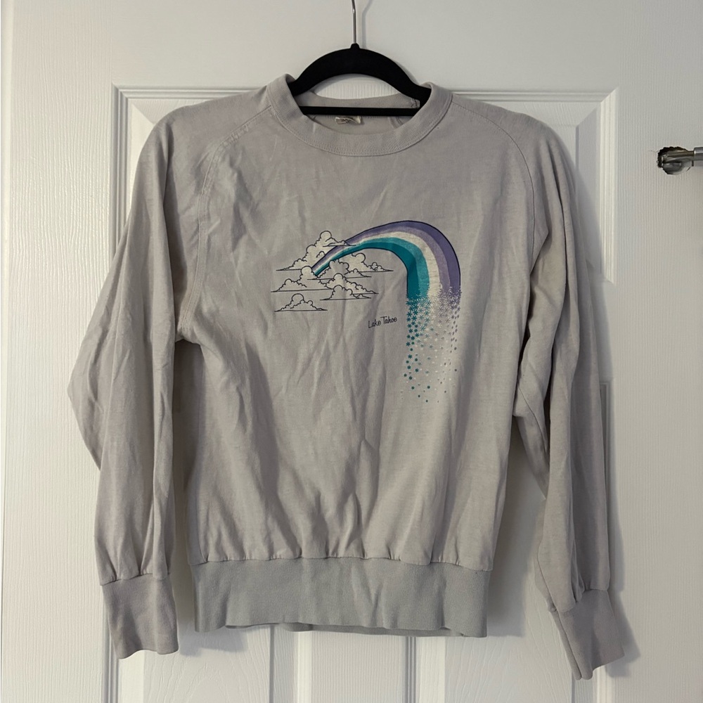 ✨ Vintage Lake Tahoe Rainbow Graphic Sweatshirt – Made in USA ✨